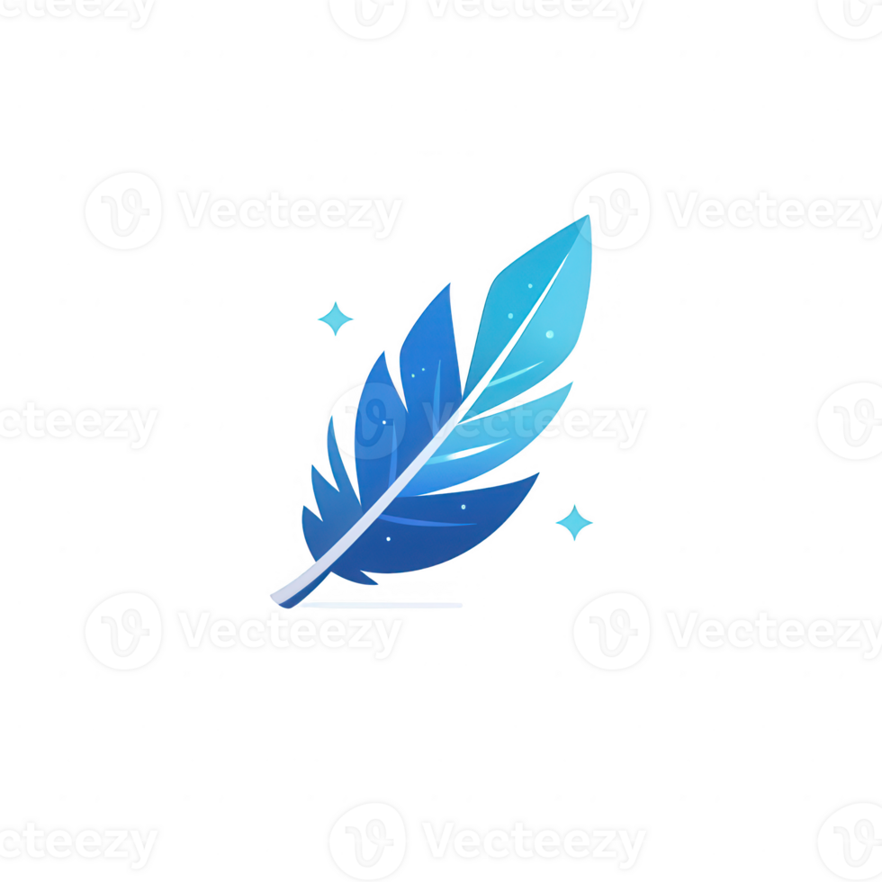 A vibrant blue feather design representing creativity and inspiration. png