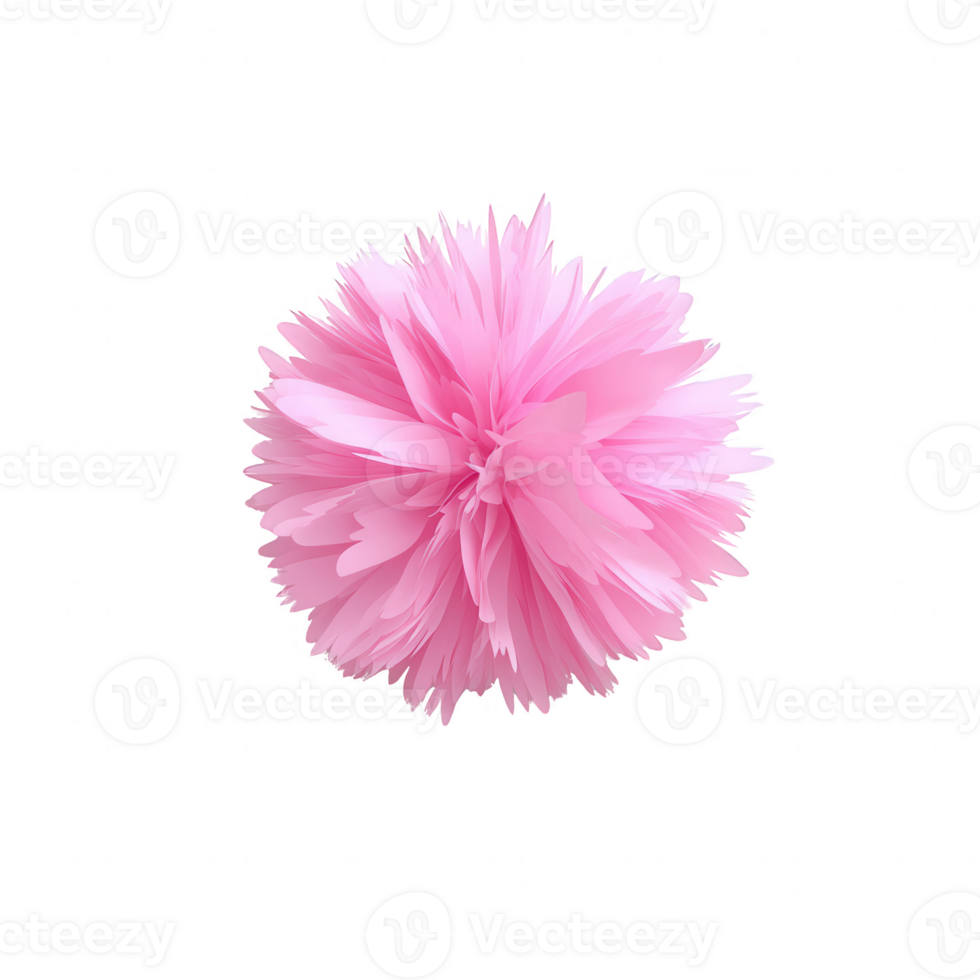 A vibrant pink flower pom-pom showcasing delicate petals and soft texture. png