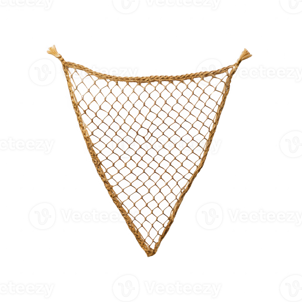 A traditional fishing net, showcasing intricate weaving and craftsmanship. png