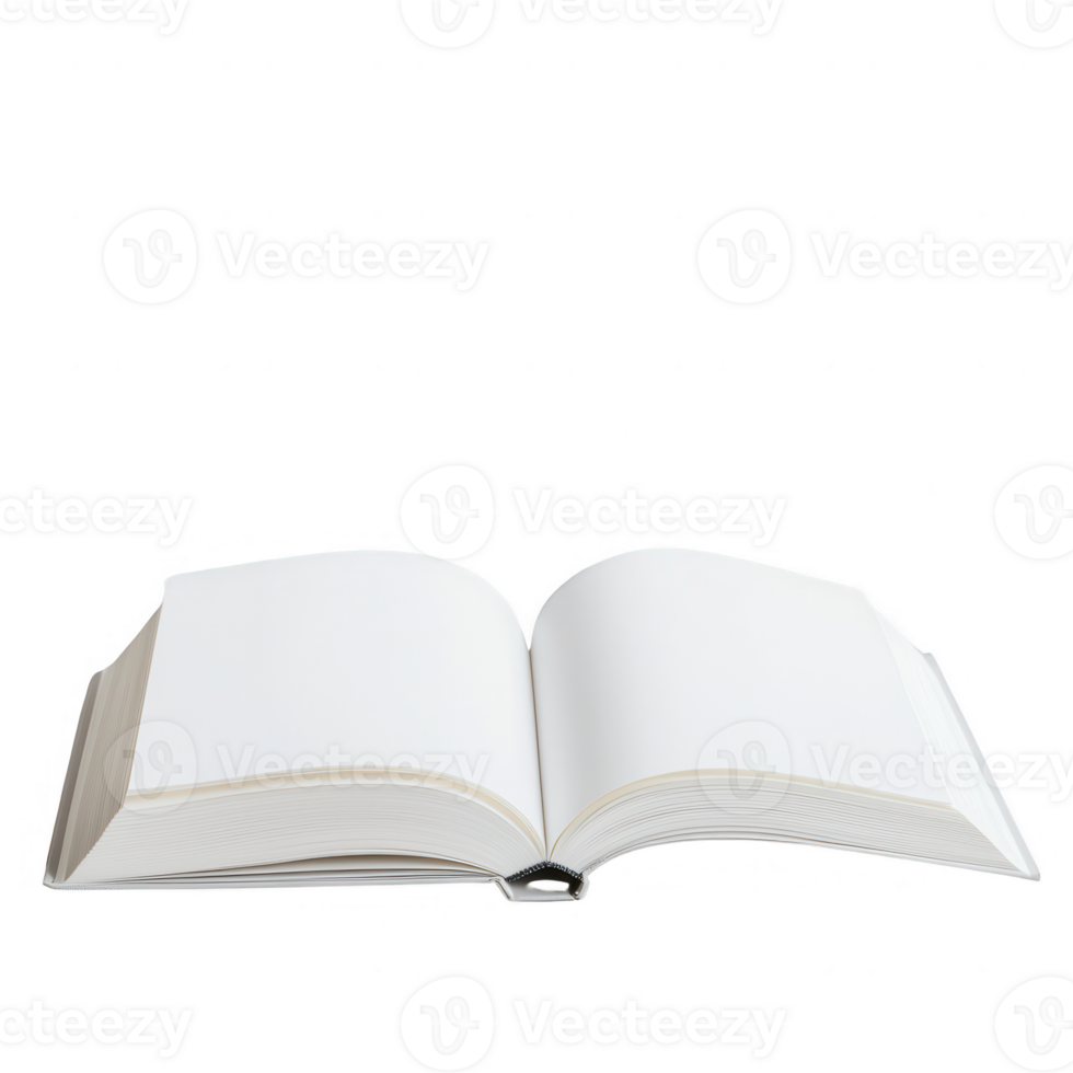 An open blank book ready for ideas, sketches, or notes on a clean background. png