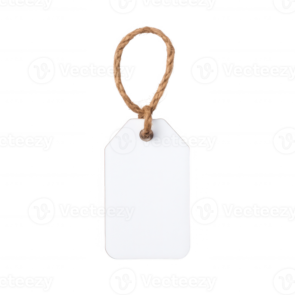 Blank label tag with twine for customization, ideal for branding and packaging designs. png