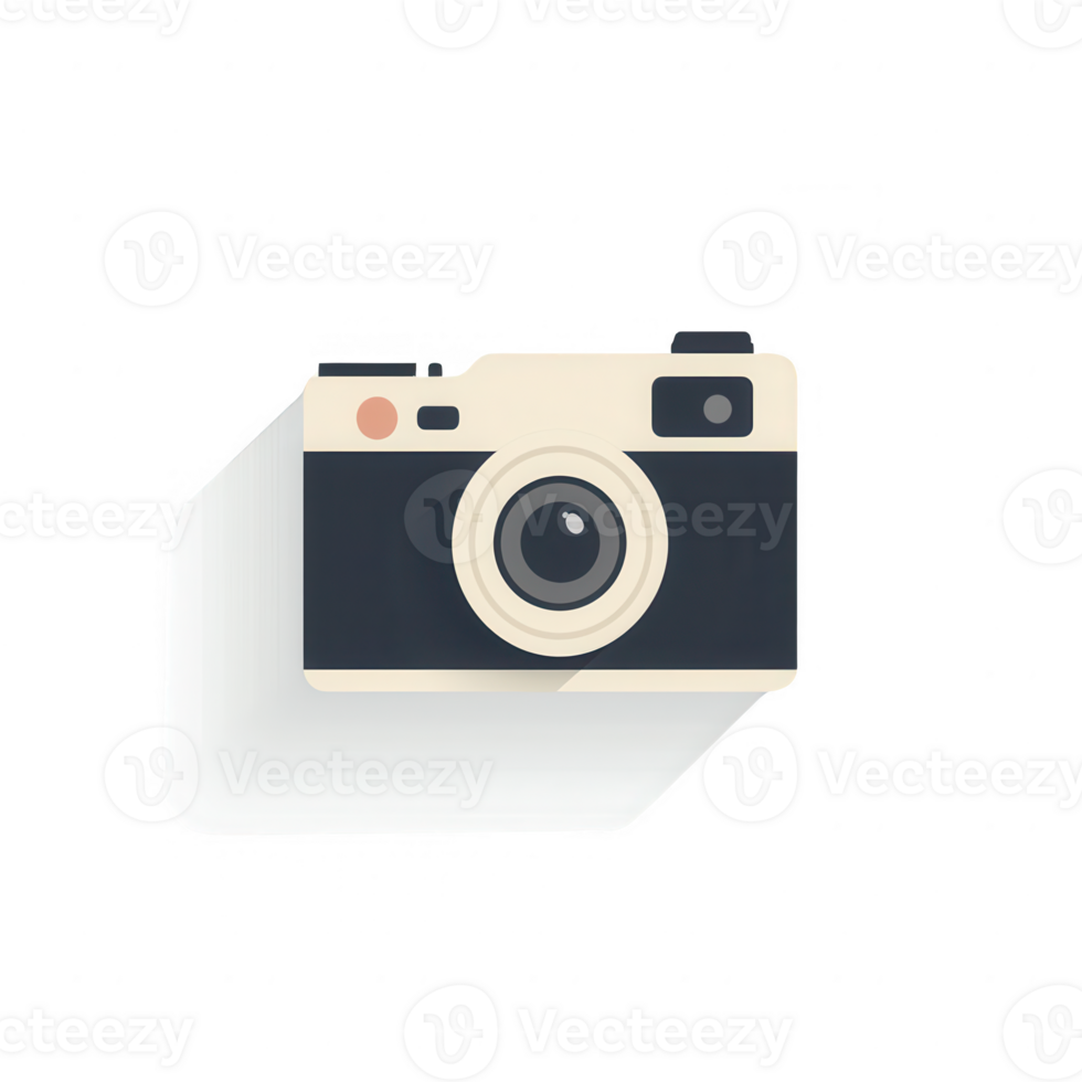 A vintage camera illustration with a modern design and creative shadow effect. png
