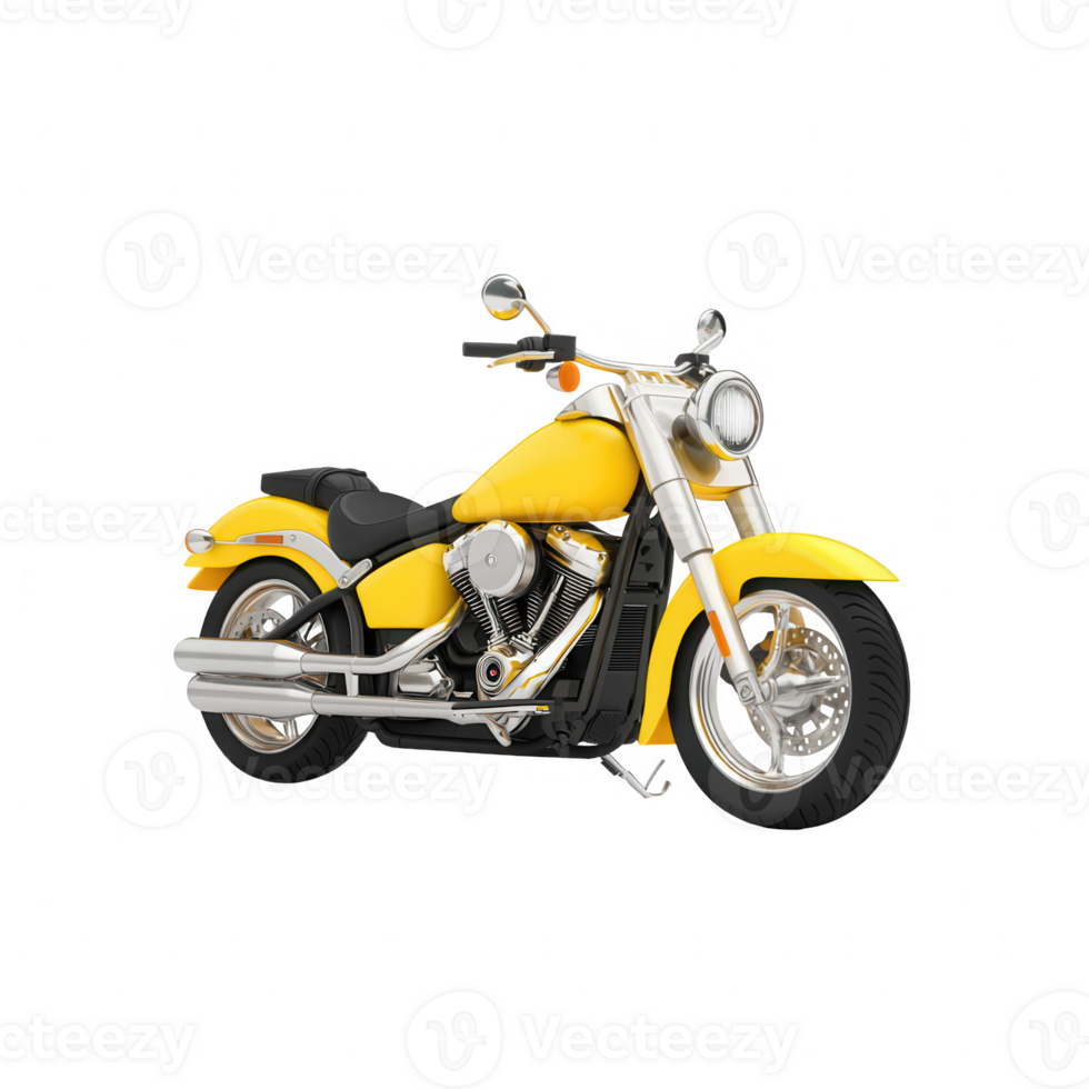 ein beschwingt Gelb Motorrad geparkt im ein städtisch Einstellung. png