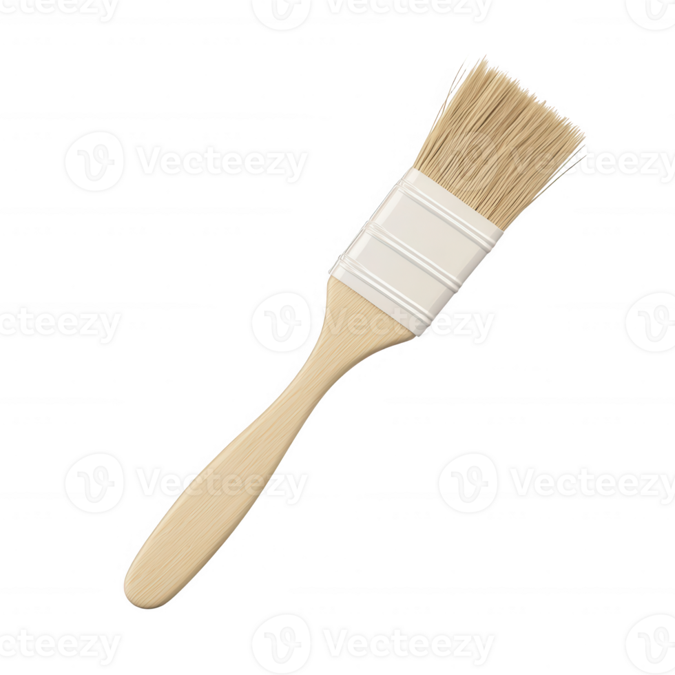A wooden paintbrush with bristles, ideal for creative projects and painting tasks. png
