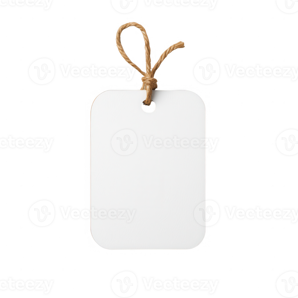 Blank tag label with string for customizable branding or pricing purposes. png