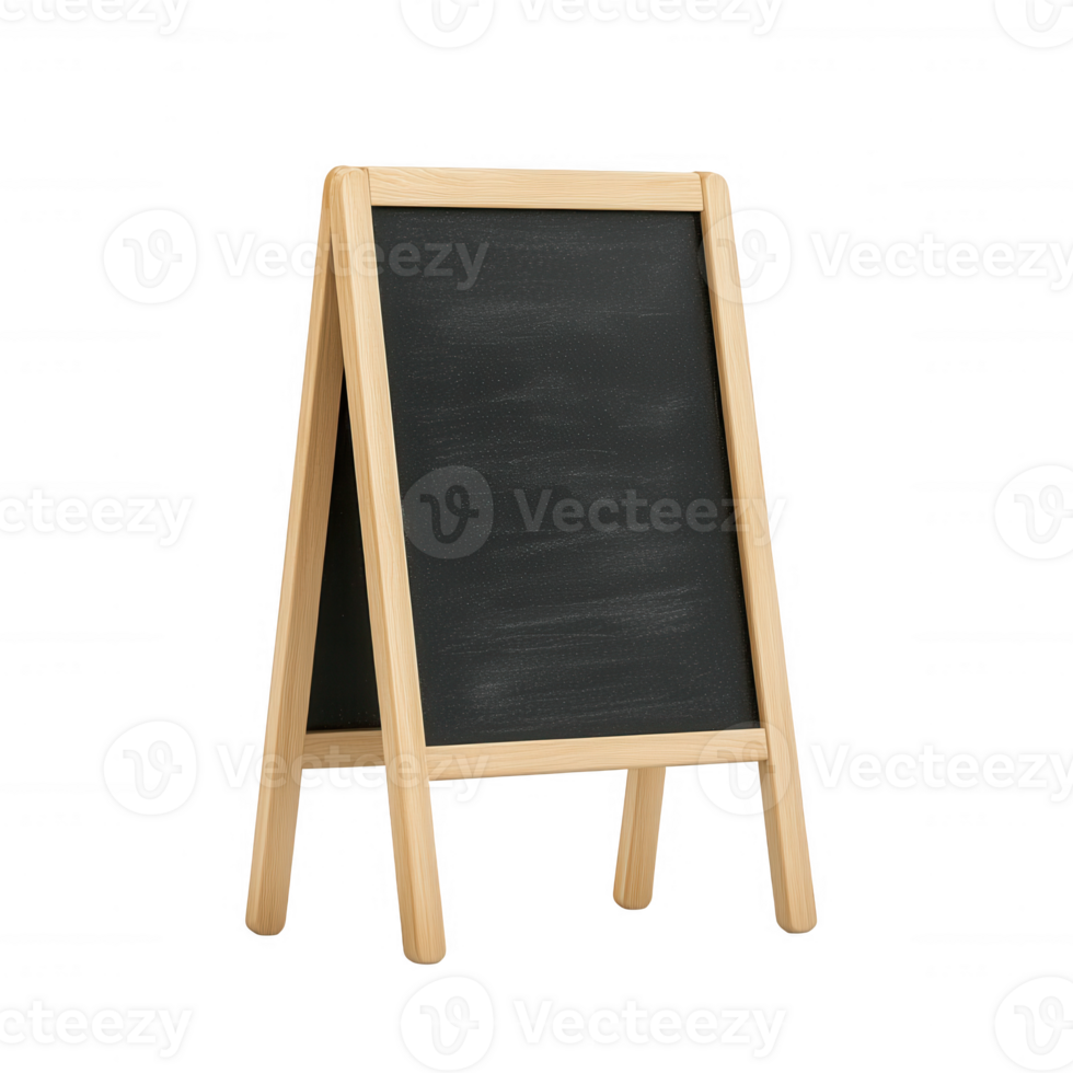 An empty blackboard stand ready for creative ideas and messages in any setting. png