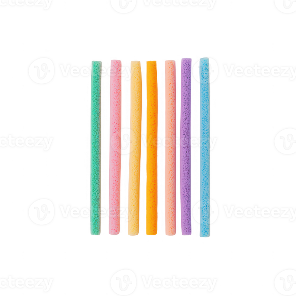 Colorful chalk sticks arranged in a neat row on a white background. png