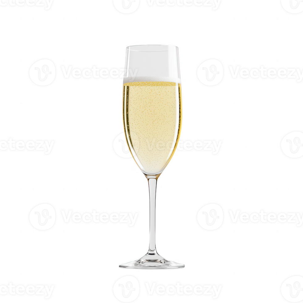 Elegant champagne flute filled with sparkling wine, perfect for celebrations. png