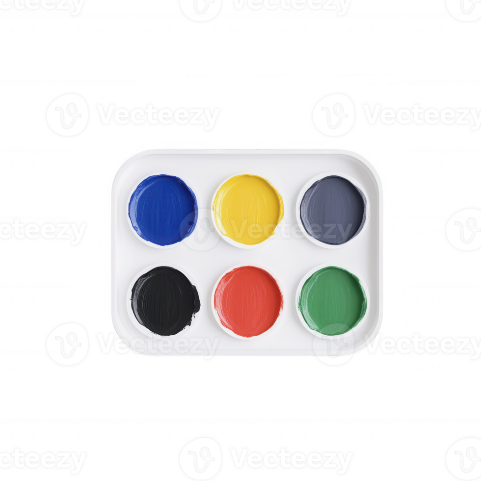 Colorful paint palette ready for artistic creativity and expression. png