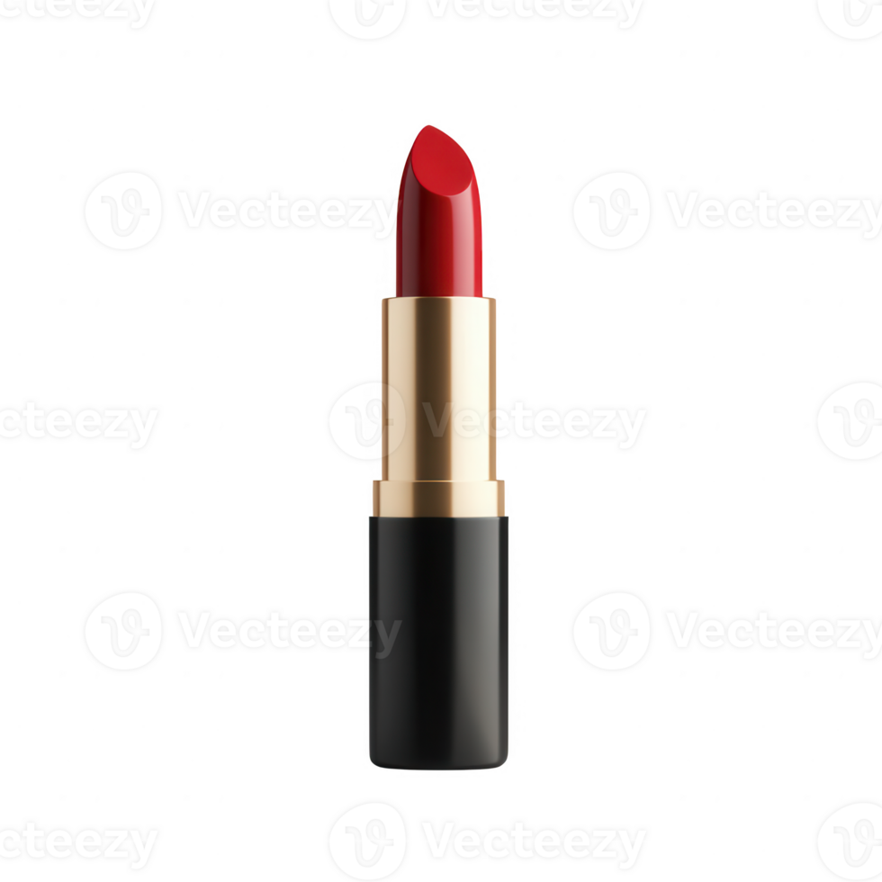 Elegant red lipstick in sleek casing, perfect for beauty and fashion applications. png