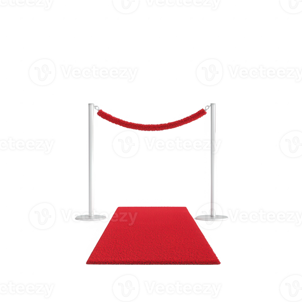 Elegant red carpet setup with ropes, ideal for events and glamorous entrances. png