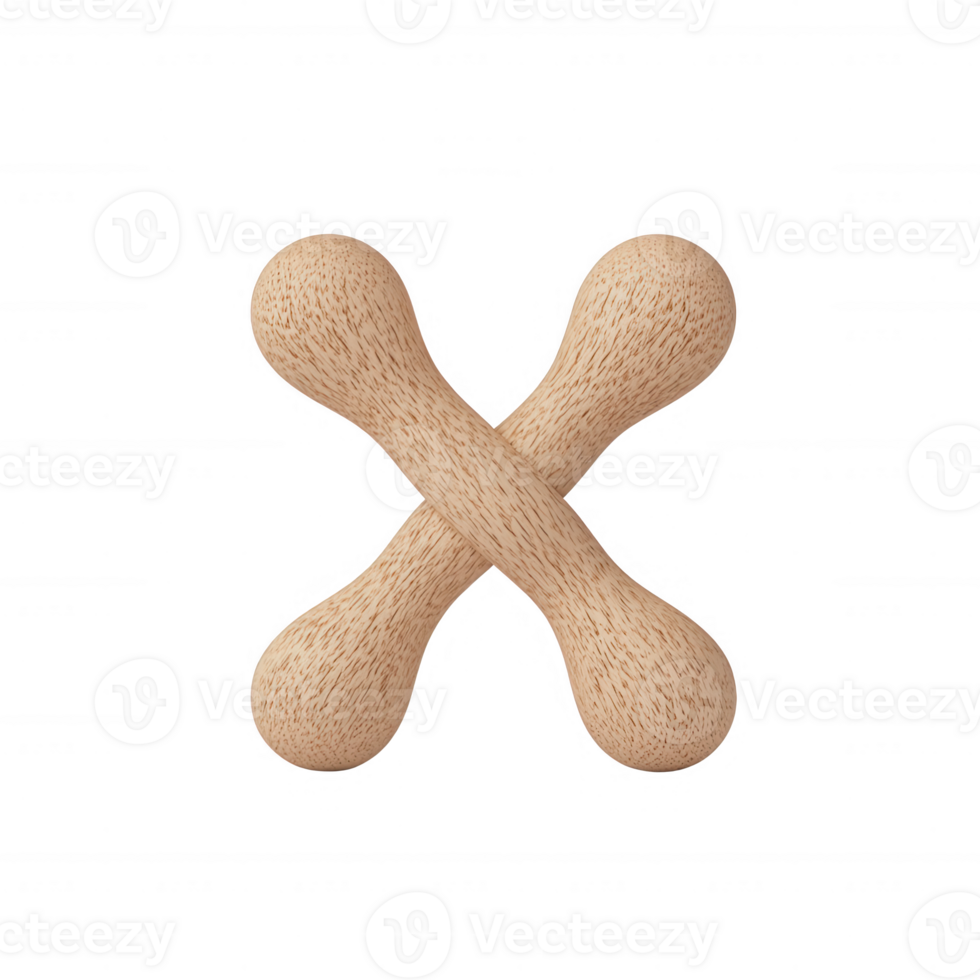 Natural wood toy shaped like a cross for pets to chew and play with happily. png