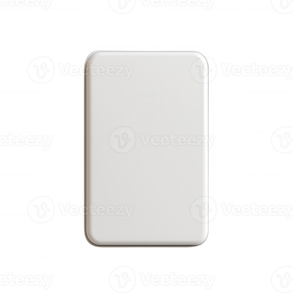 Minimalist white portable charger for electronic devices, sleek and modern design. png