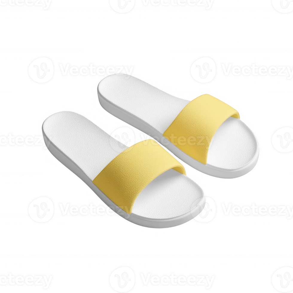 Stylish yellow and white sandals perfect for summer relaxation. png
