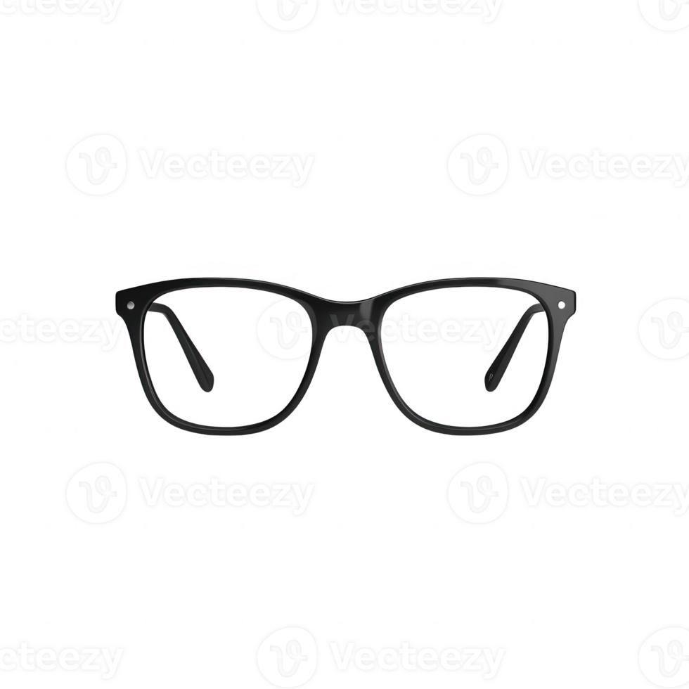 Sleek black glasses showcasing modern design and stylish appeal for everyday wear. png