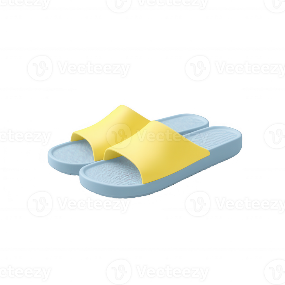 Stylish and comfortable slip-on sandals in yellow and blue for casual summer wear. png