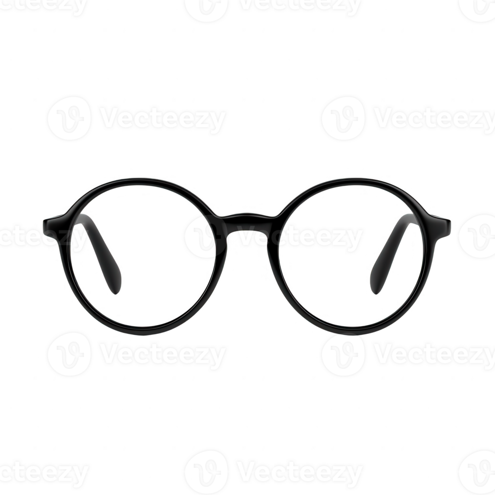 Stylish round glasses with clear lenses, perfect for fashion and vision correction. png