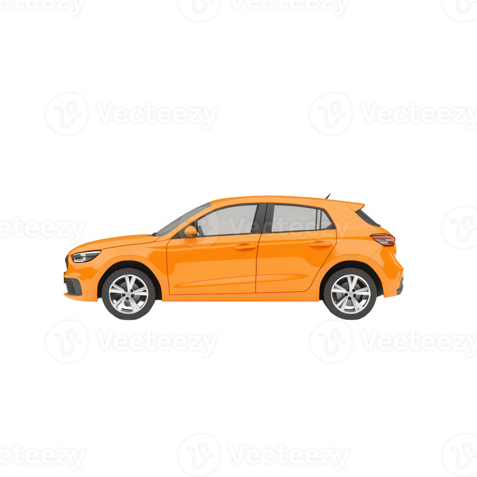 Vibrant orange hatchback car, perfect for urban travel and modern lifestyle. png
