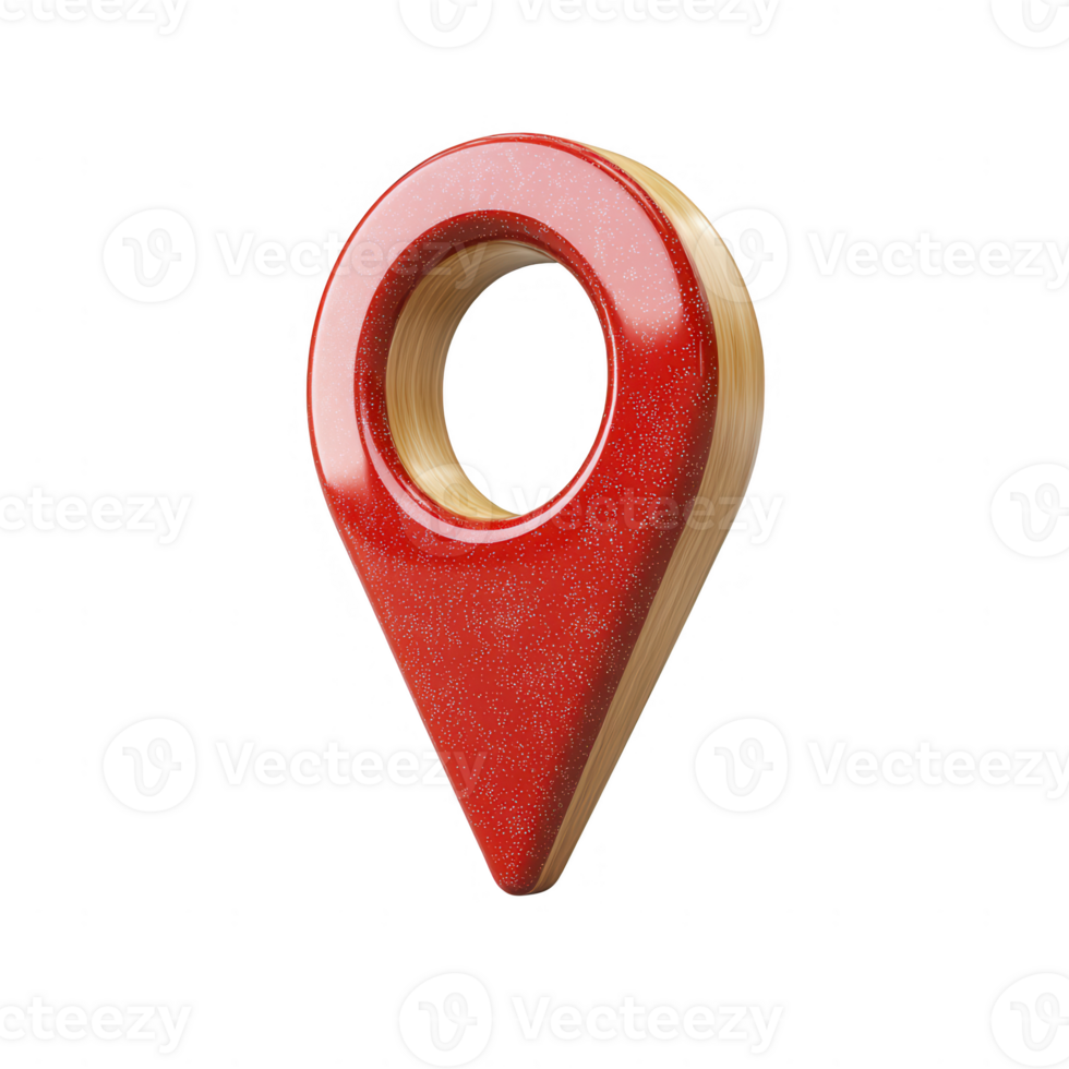 3D red location pin symbolizing navigation and pinpointing locations. png