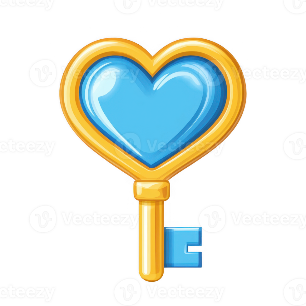 A colorful heart-shaped key symbolizing love and access to the heart. png