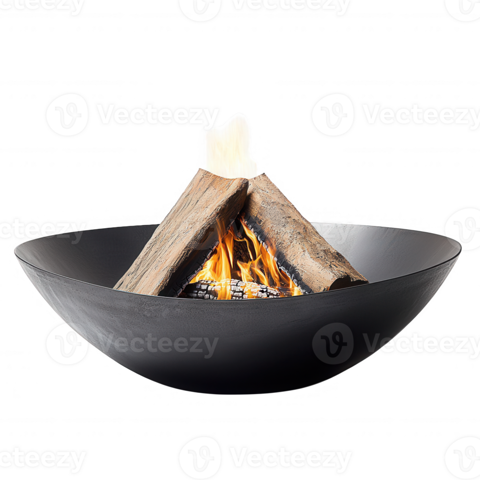 A cozy fire burning in a modern bowl, perfect for outdoor gatherings and relaxation. png