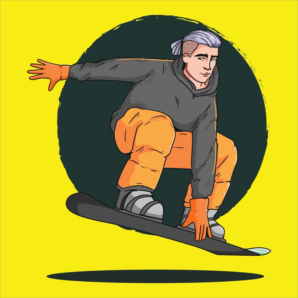 a man on a snowboard doing a trick vector