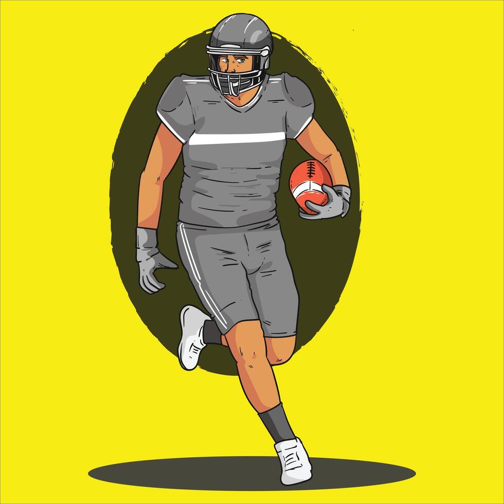 a cartoon illustration of a football player running with the ball vector