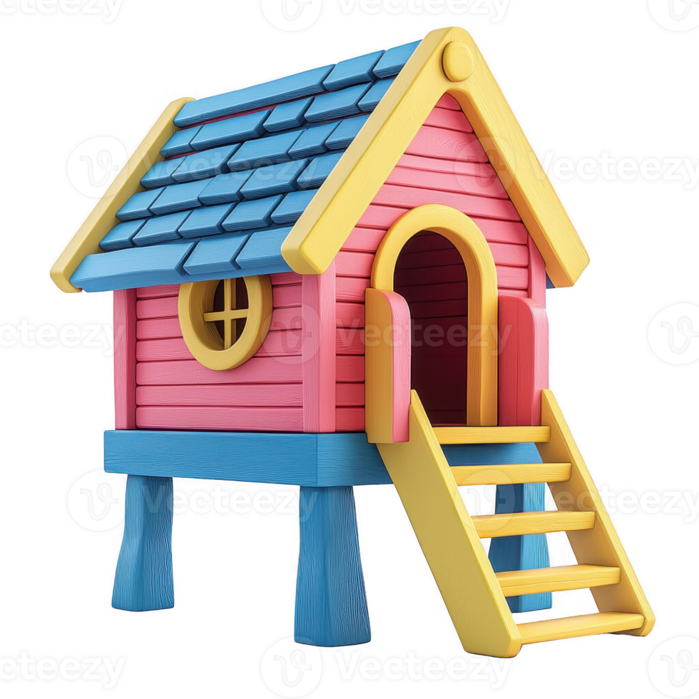 A colorful wooden playhouse designed for children's imaginative play. png