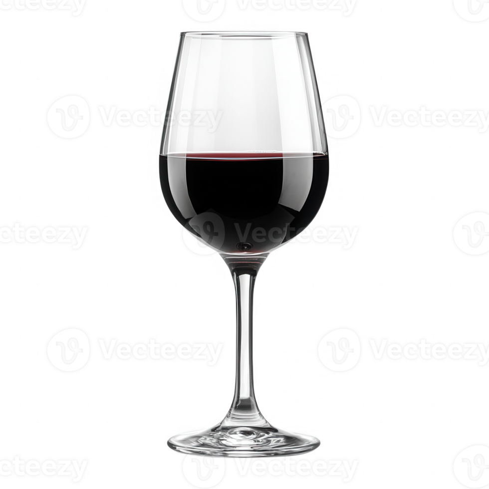 A elegant red wine glass filled with rich dark red wine, suitable for any occasion. png
