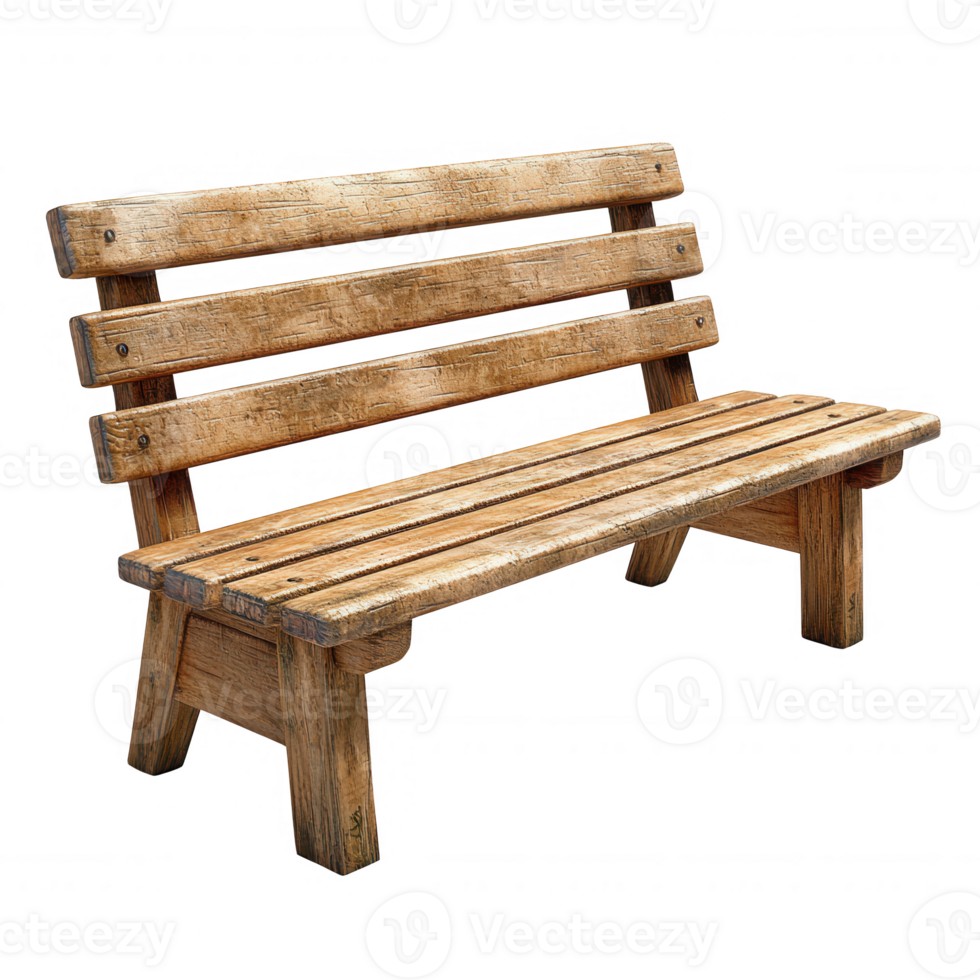 A rustic wooden bench designed for outdoor seating and relaxation. png