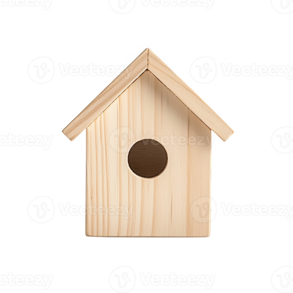 A simple wooden birdhouse designed for small birds to nest and thrive in nature. png