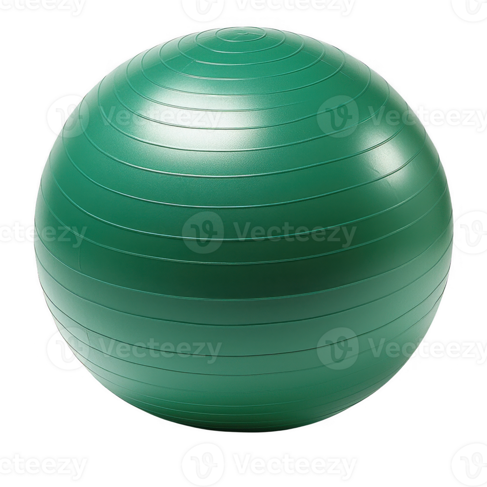 A green exercise ball ideal for fitness, yoga, and core strengthening workouts. png