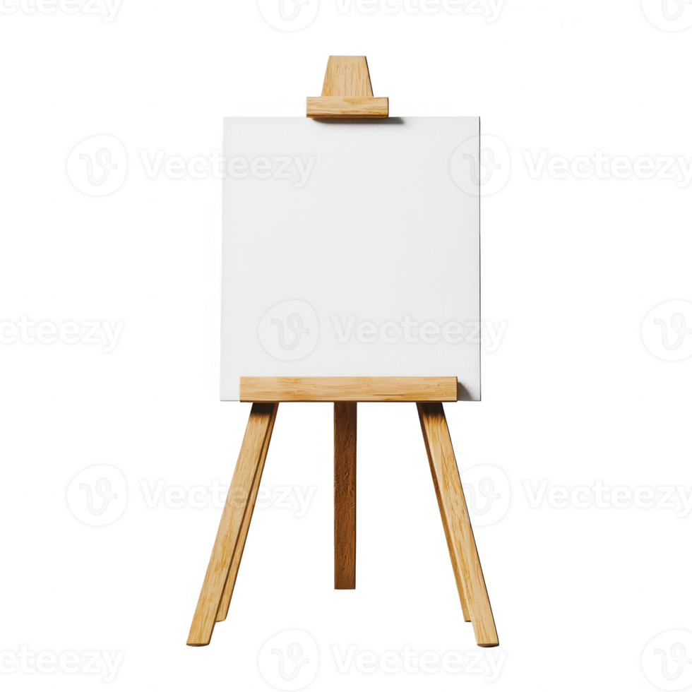 Blank canvas on an easel ready for artistic expression and creativity. png