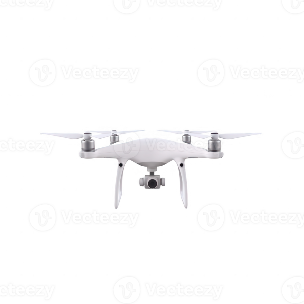 A white drone with propellers ready for flight and capturing stunning aerial views. png