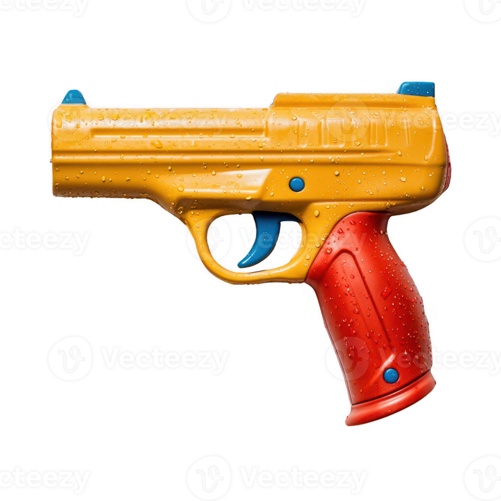 Bright and colorful toy gun designed for children's play and imagination. png