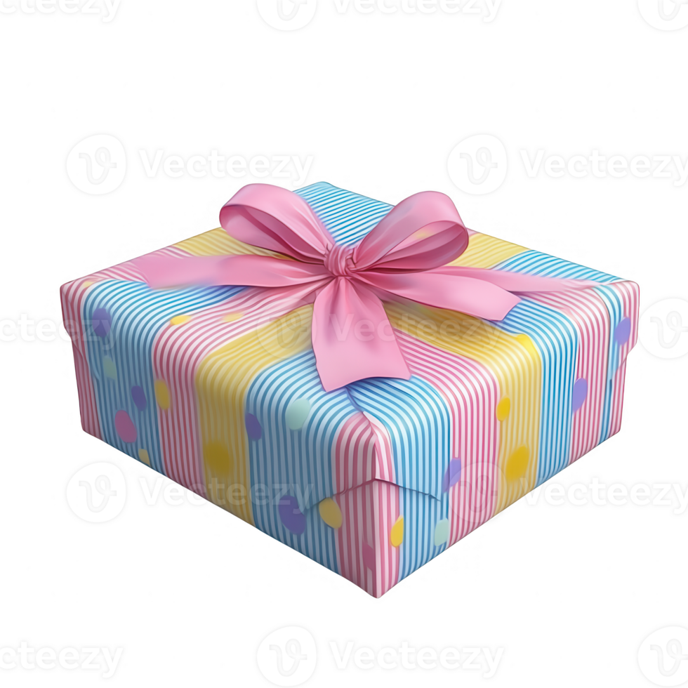 Colorful gift box with ribbon, perfect for celebrations and special occasions. png