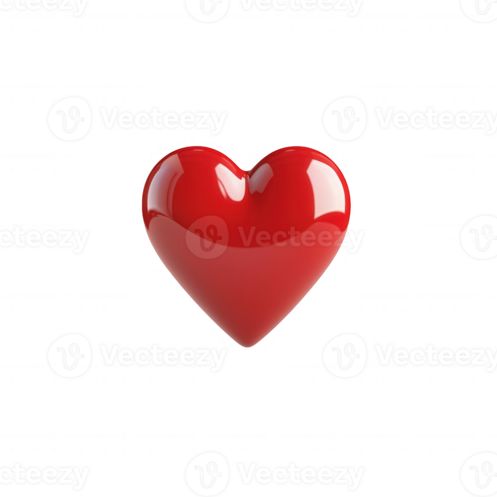 Shiny red heart symbolizing love, passion, and affection in a simple design. png
