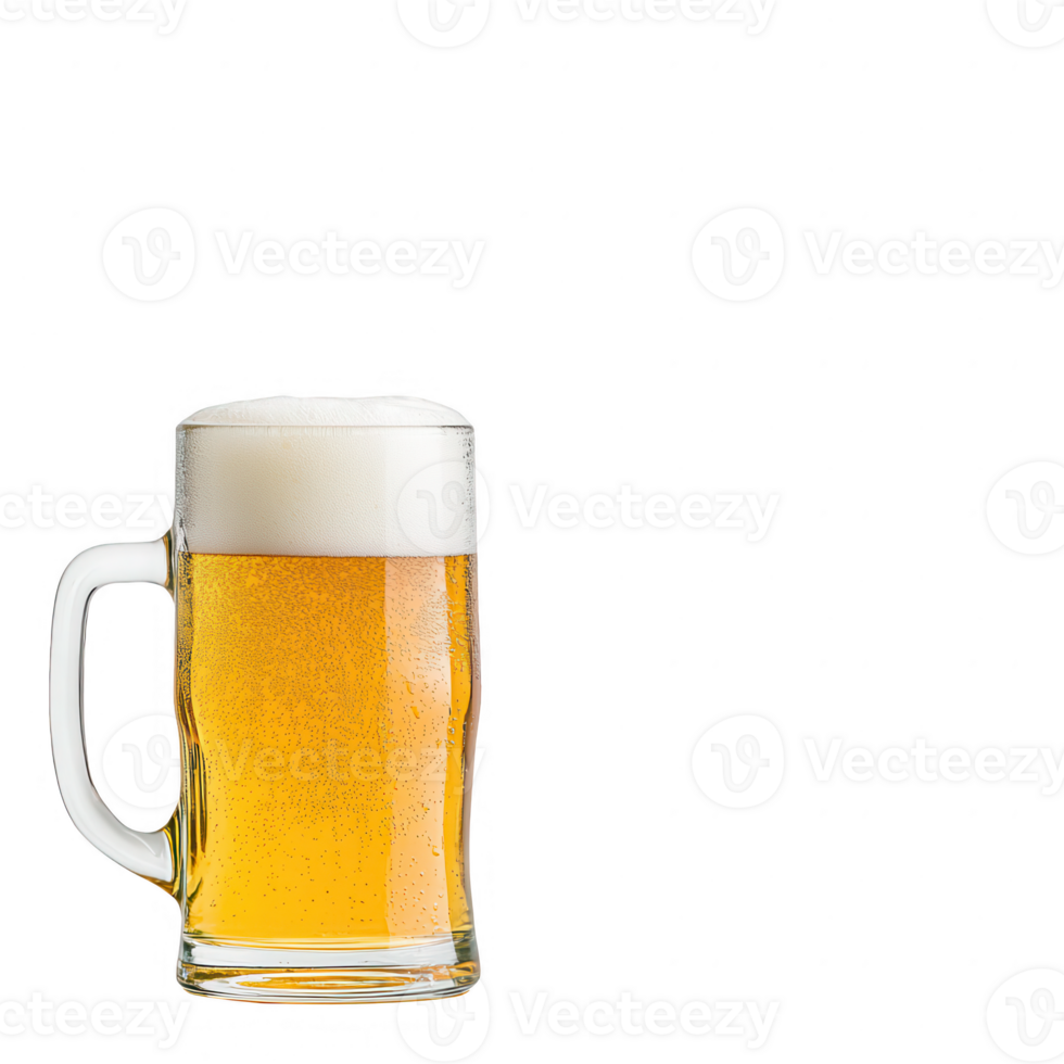 Refreshing beer in a clear mug with frothy foam on top, perfect for gatherings. png