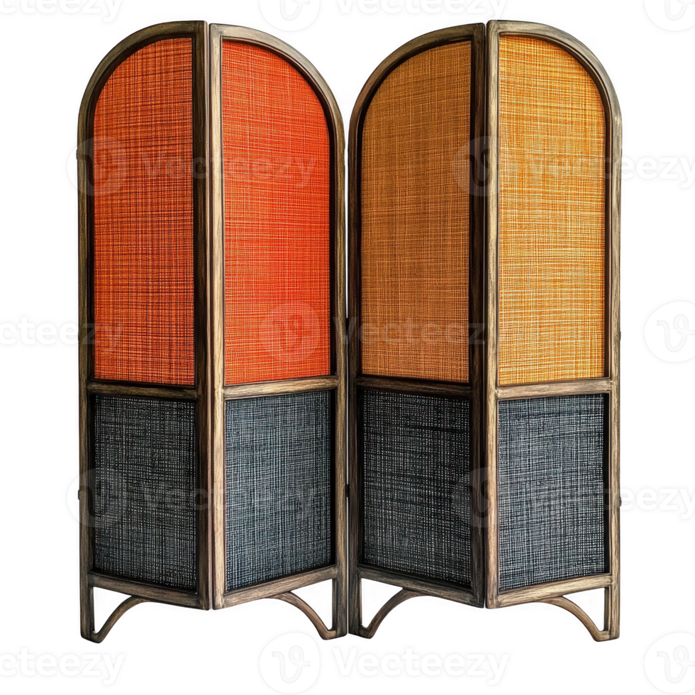 Elegant room divider with vibrant colors enhancing interior space. png