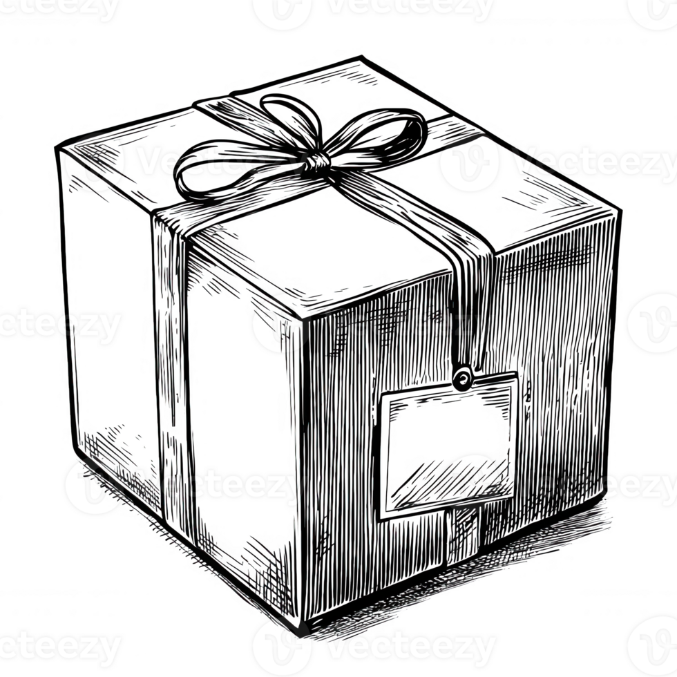 Illustration of a gift box with a decorative ribbon, symbolizing celebration and joy. png