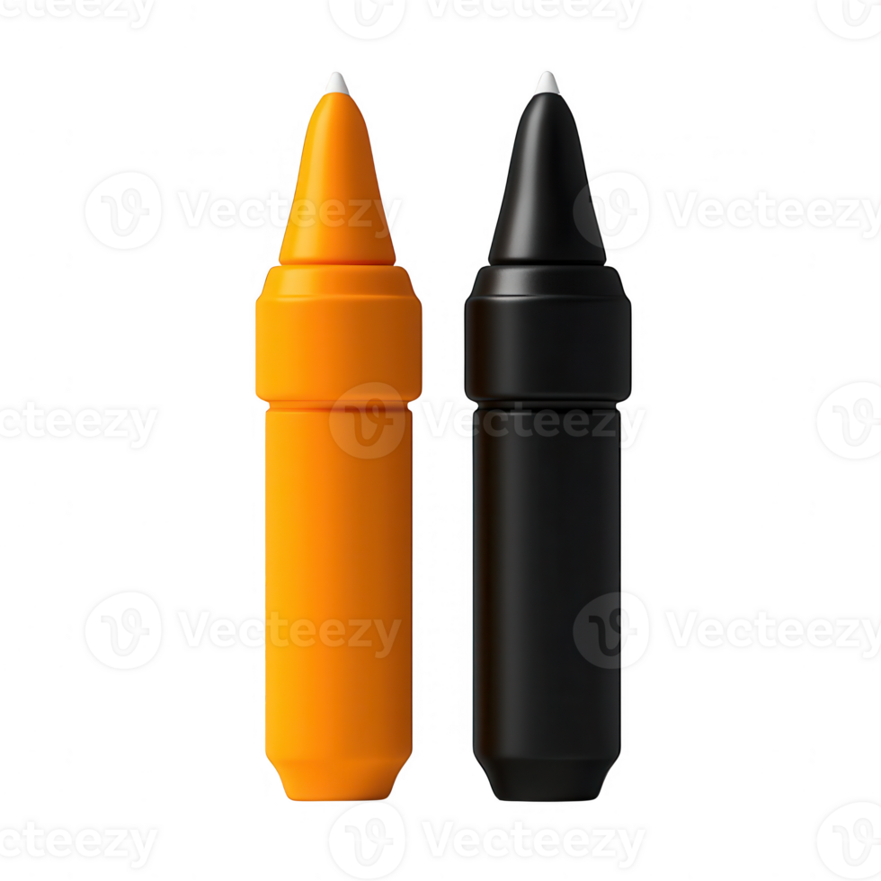 Two vibrant crayons, one black and one orange, perfect for creative projects and art. png