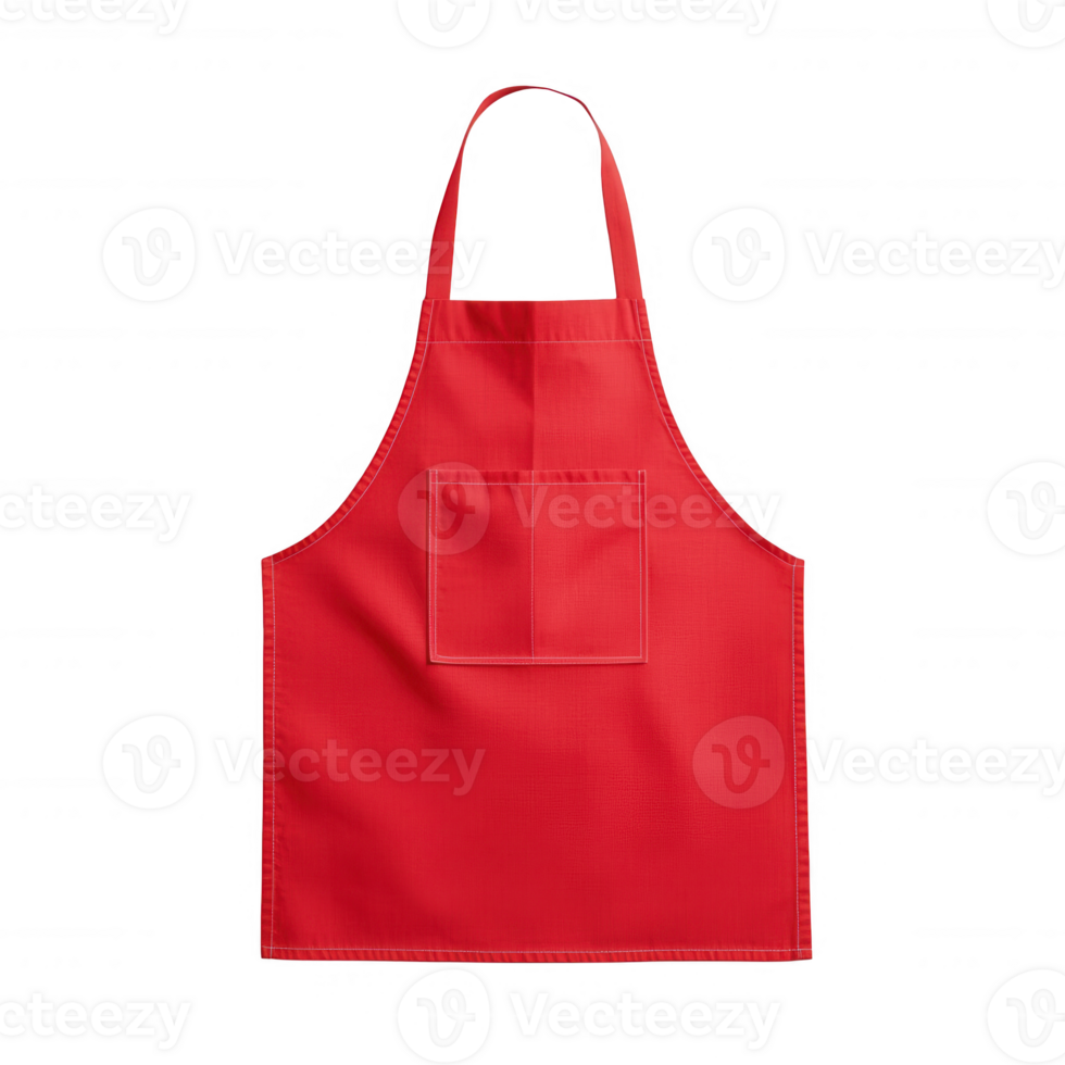 Vibrant red apron, perfect for cooking or crafting, ideal for both home and professional use. png