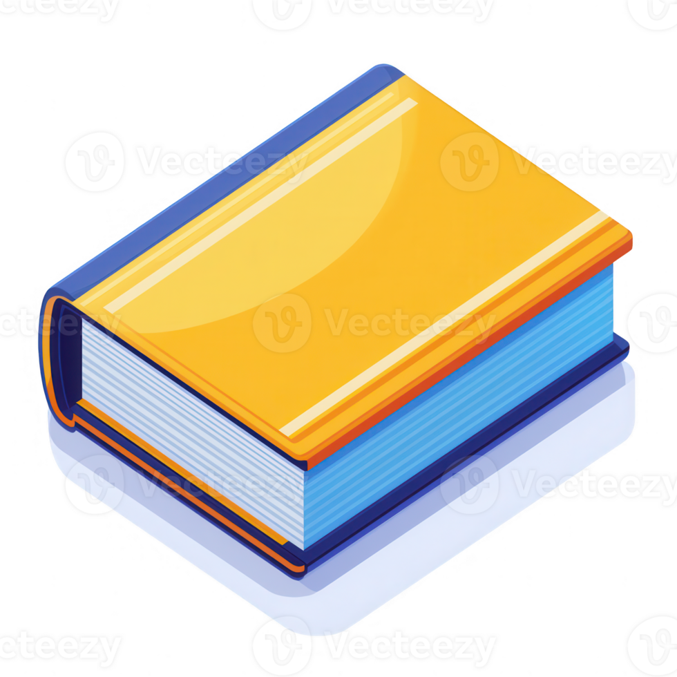 Stylish yellow-covered book with a blue spine, perfect for educational content. png
