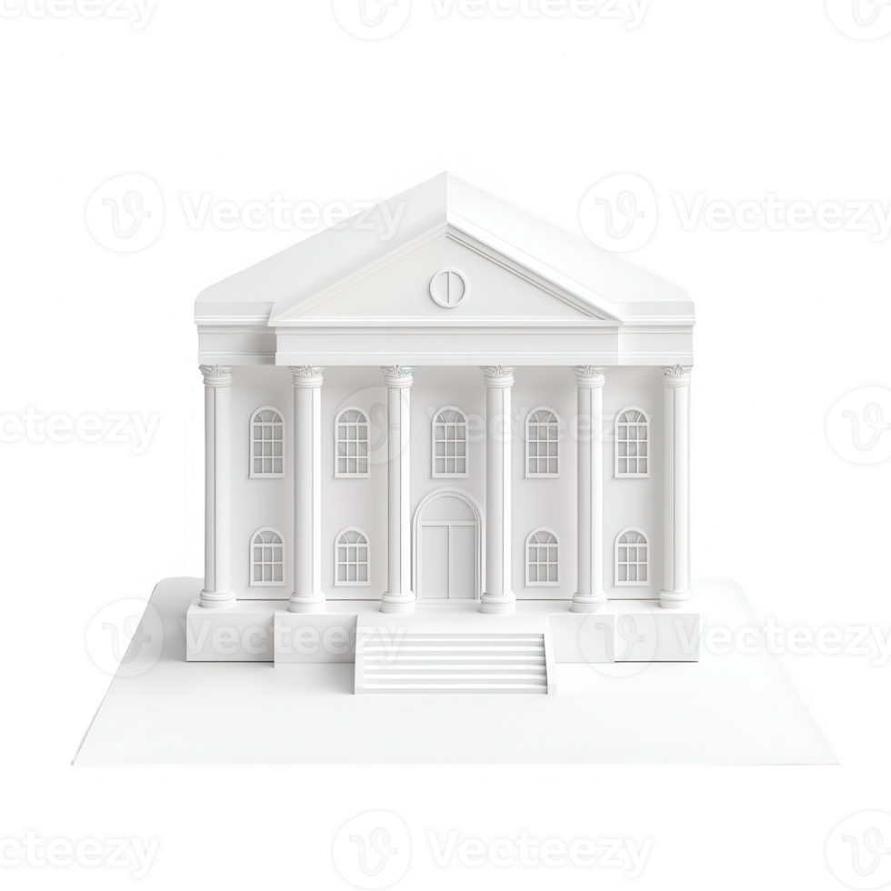 A classic white building featuring columns and steps, symbolizing elegance and stability. png