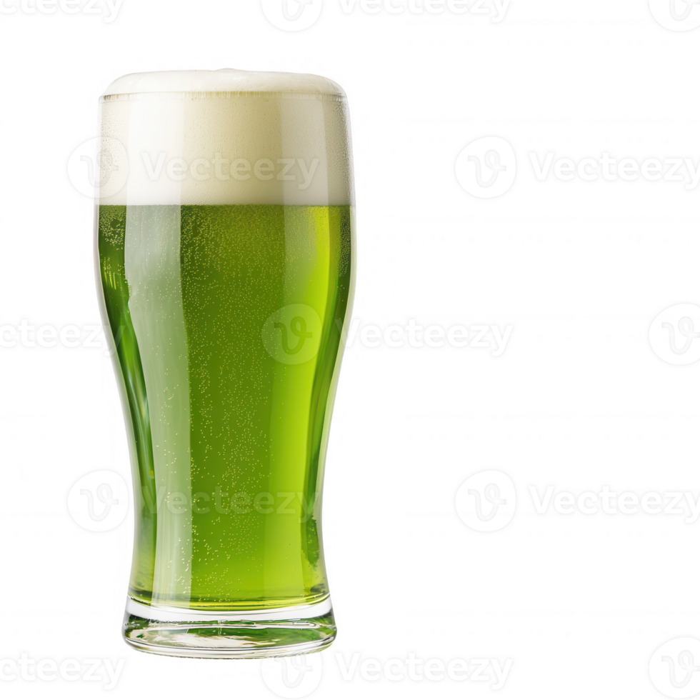 A refreshing glass of vibrant green beverage with a frothy top. png