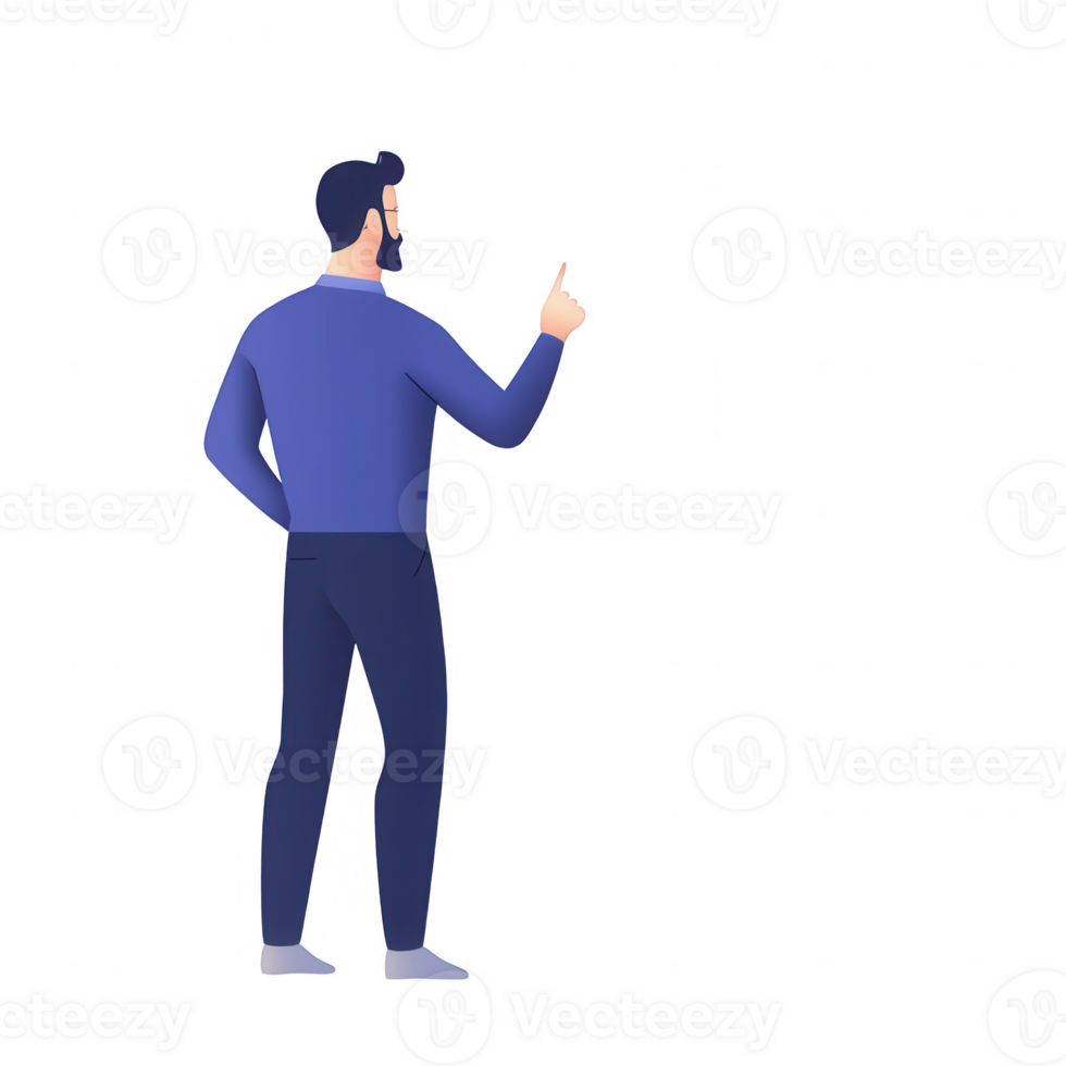 A man shows creativity by drawing or writing with a pen, illustrating inspiration. png