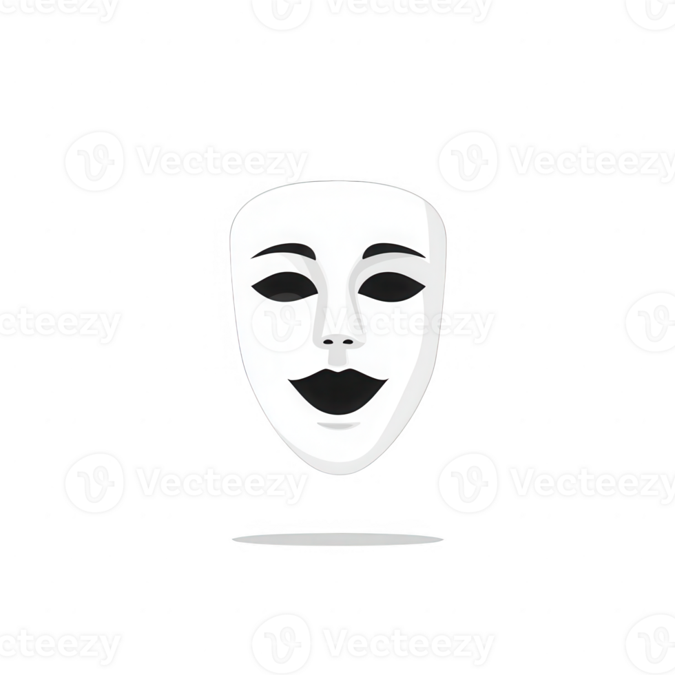 A simple white mask symbolizing mystery and art in expressive performance. png
