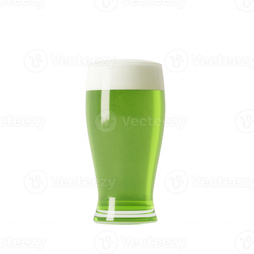 A refreshing green beverage in a glass with a frothy white head, perfect for celebrations. png