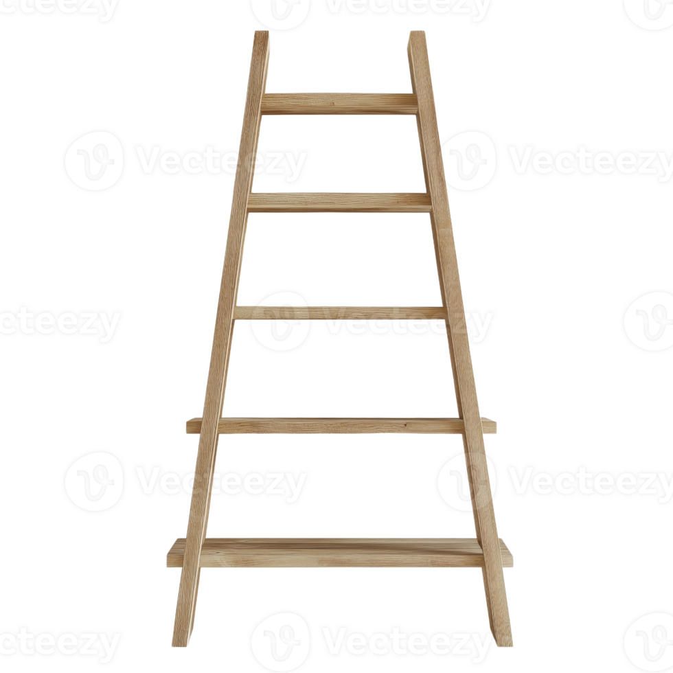 A wooden ladder stands upright, perfect for home improvement and DIY projects. png