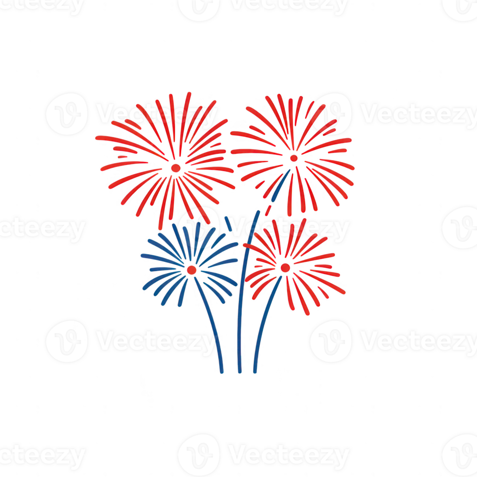 A vibrant display of fireworks, symbolizing celebration and joy in the sky. png